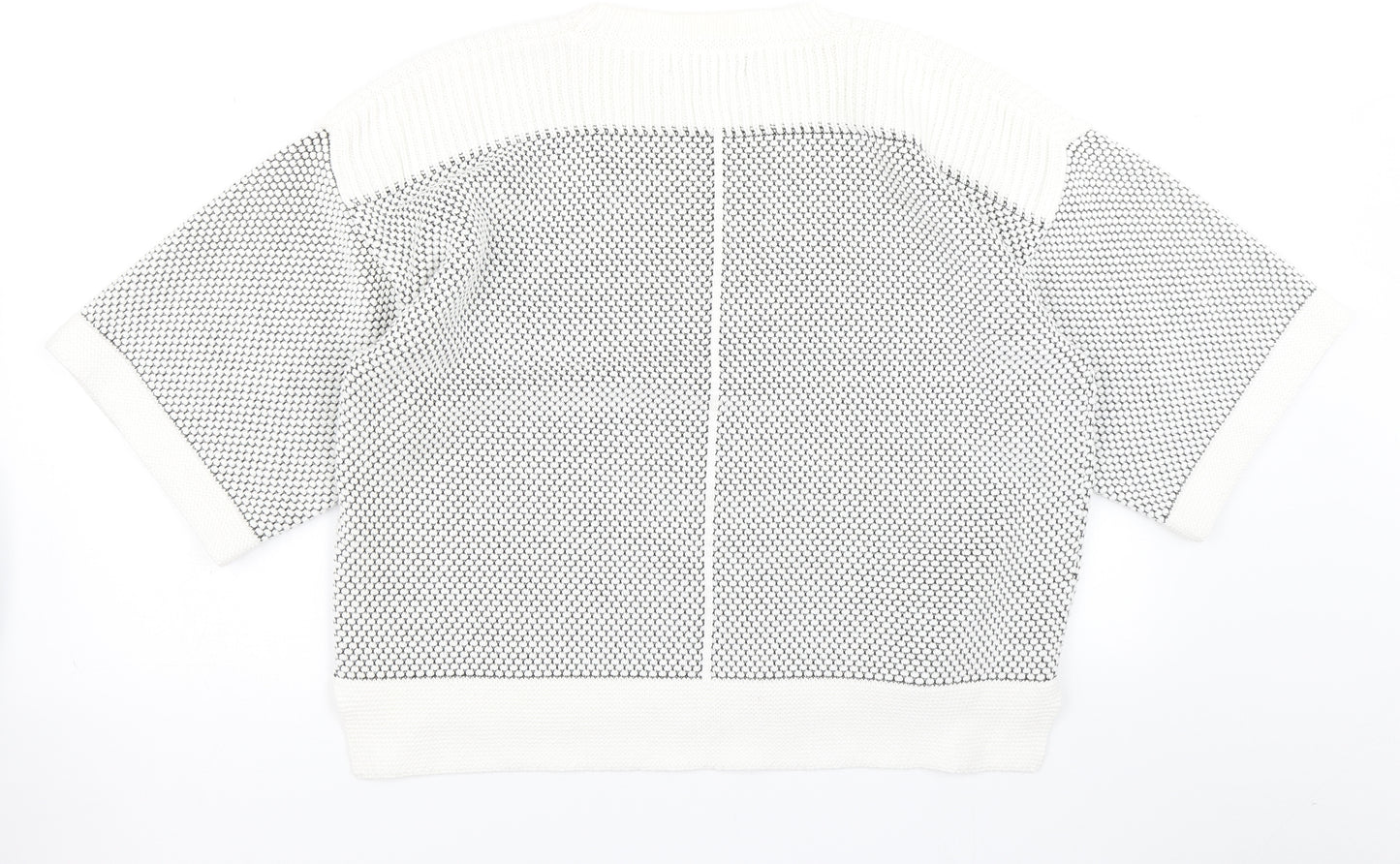 M&S Womens White Polka Dot Knit Pullover Jumper Size 14  - Cropped