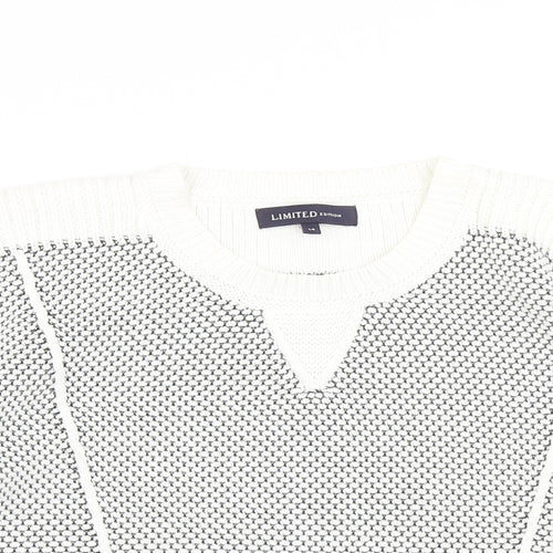 M&S Womens White Polka Dot Knit Pullover Jumper Size 14  - Cropped