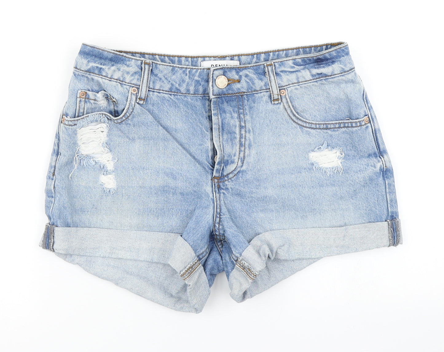 Miss Selfridge Womens Blue  Denim Hot Pants Shorts Size 8 - distressed