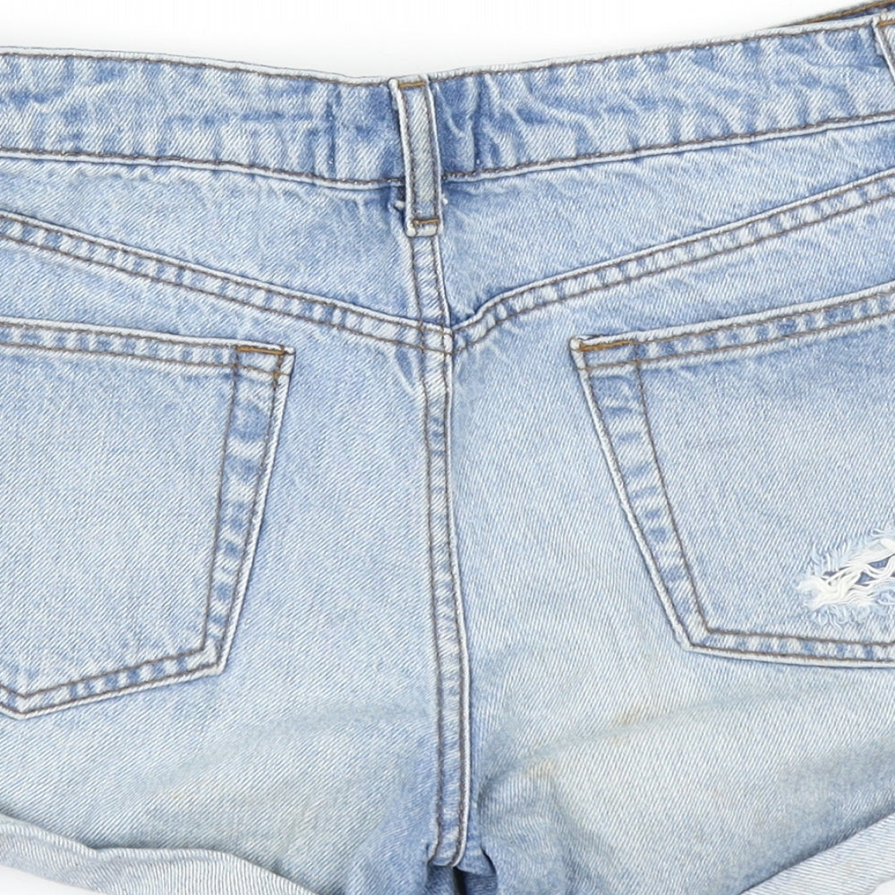 Miss Selfridge Womens Blue  Denim Hot Pants Shorts Size 8 - distressed