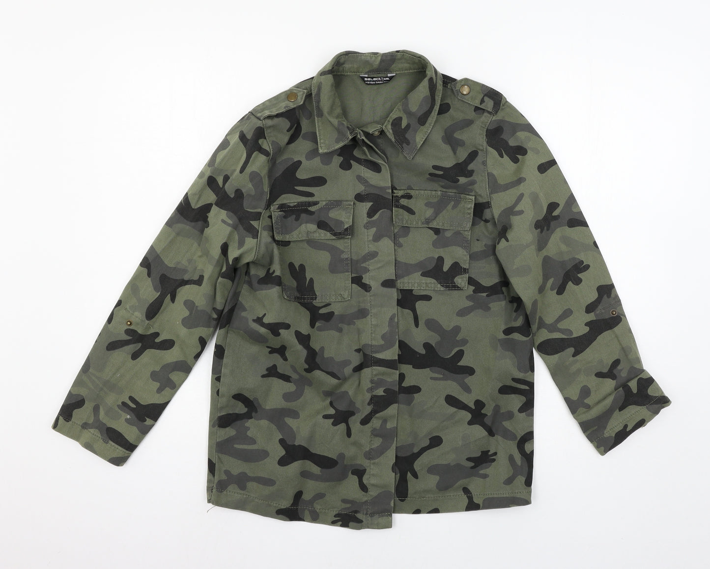 Select Girls Green Camouflage Denim Jacket  Size 12-13 Years