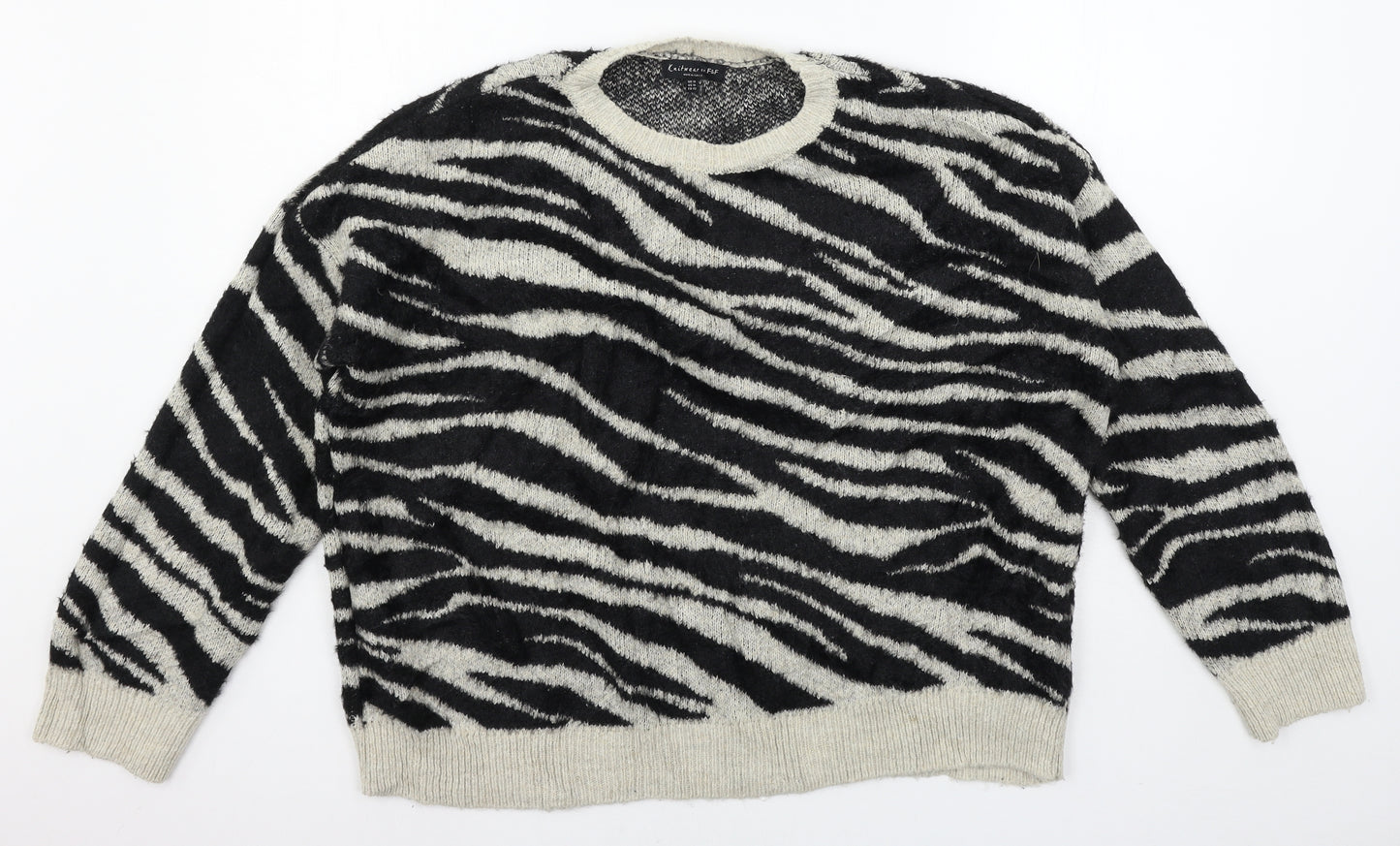 F&F Womens Beige Animal Print Knit Pullover Jumper Size 14
