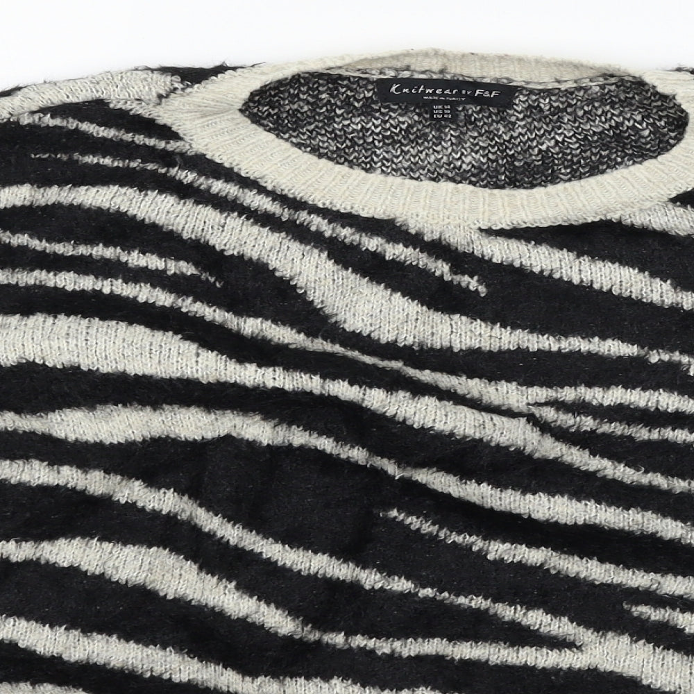 F&F Womens Beige Animal Print Knit Pullover Jumper Size 14