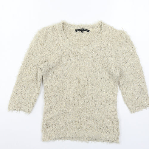 Heart &  Soul Womens Beige  Knit Pullover Jumper Size 14