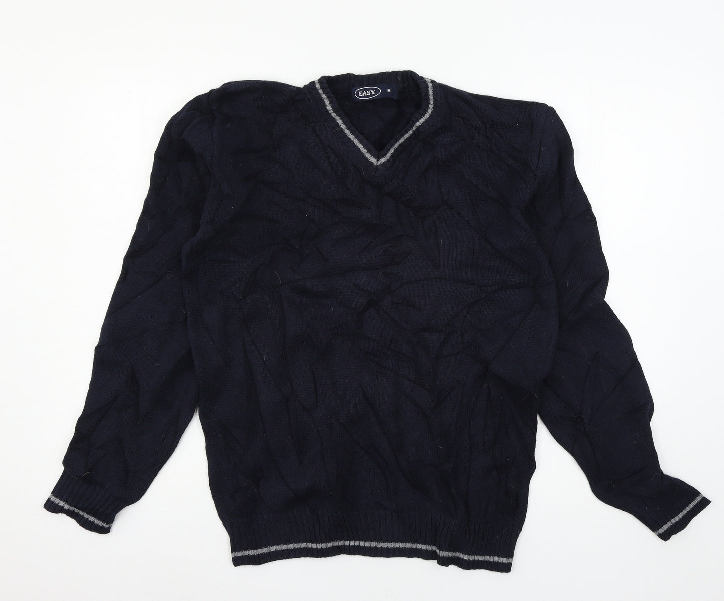 Easy Mens Blue  Knit Pullover Jumper Size M