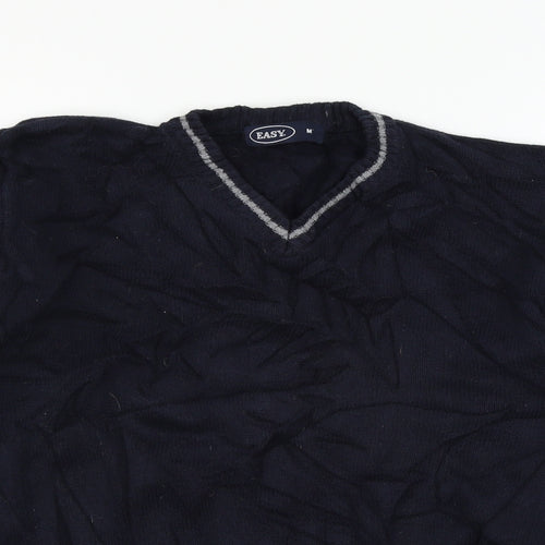 Easy Mens Blue  Knit Pullover Jumper Size M