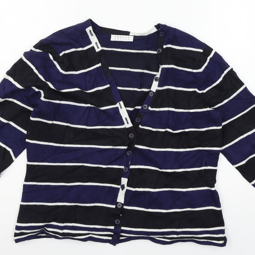 Precis Womens Blue Striped Knit Cardigan Jumper Size M