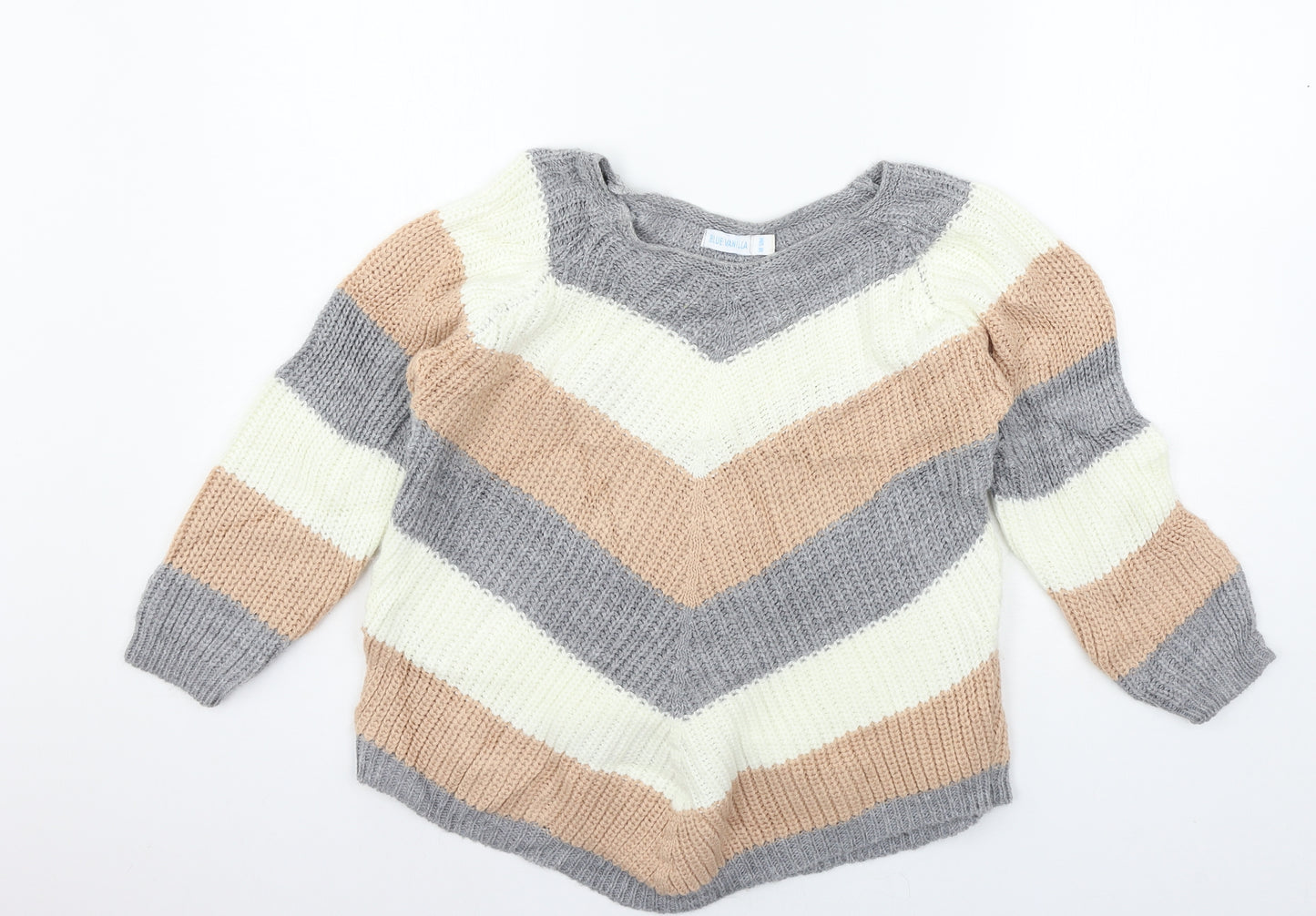 Blue Vanilla Womens Multicoloured Striped Knit Pullover Jumper Size S