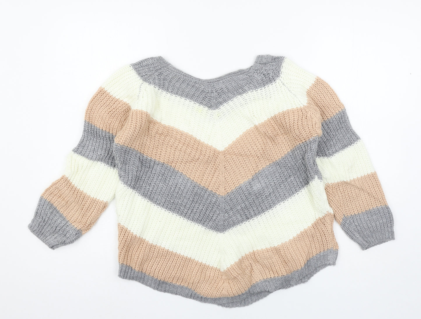 Blue Vanilla Womens Multicoloured Striped Knit Pullover Jumper Size S