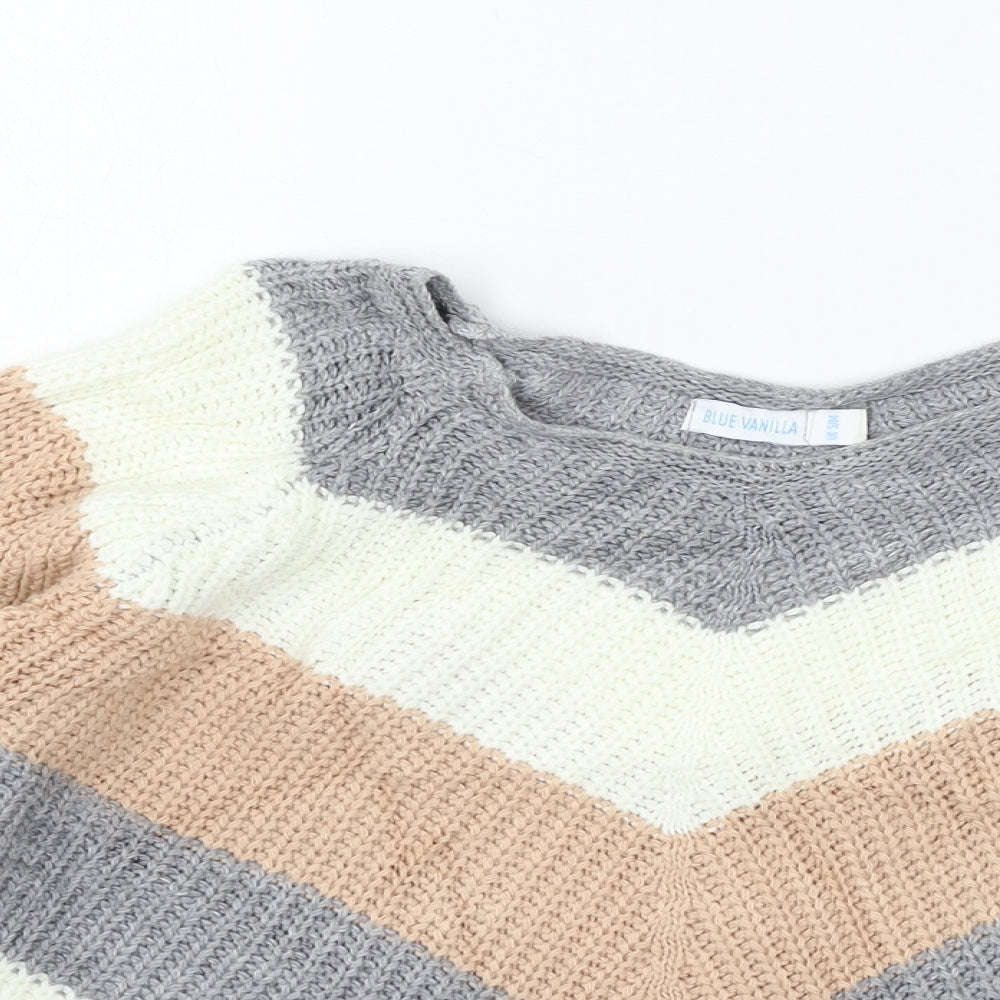 Blue Vanilla Womens Multicoloured Striped Knit Pullover Jumper Size S