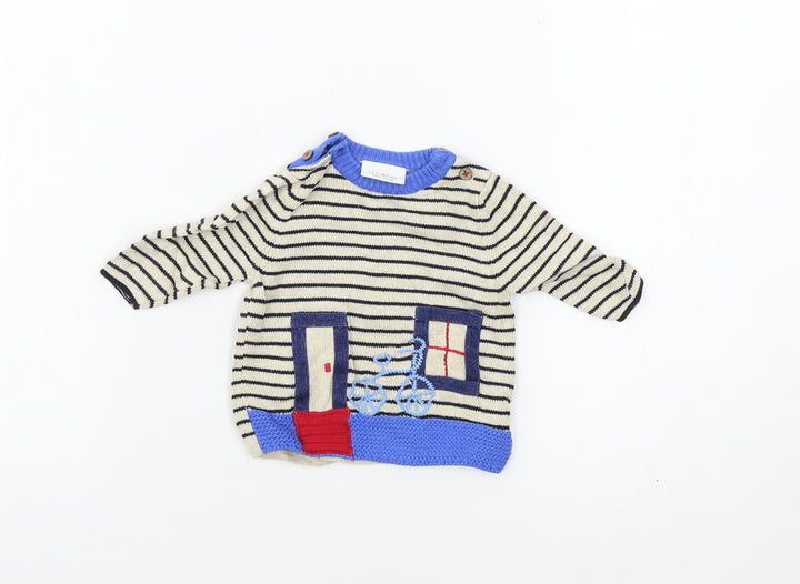 NEXT Boys Beige Striped Knit Pullover Jumper One Size  - bike