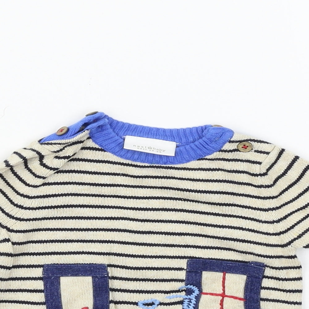 NEXT Boys Beige Striped Knit Pullover Jumper One Size  - bike