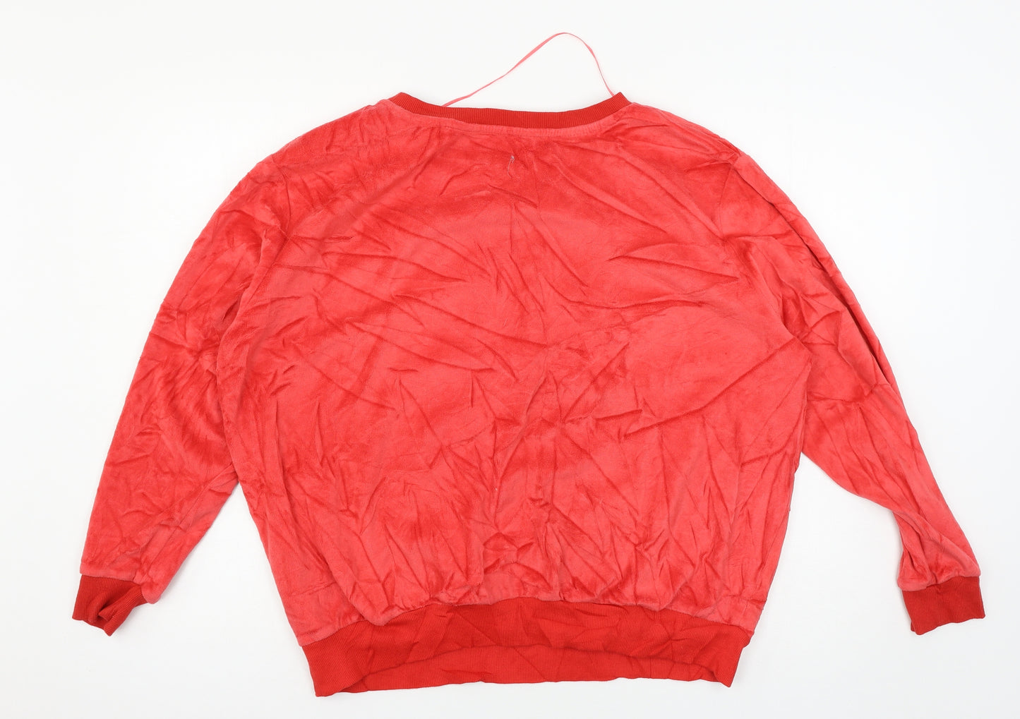 Disney Womens Red Solid Jersey Top Pyjama Top Size 18  - Mickey Mouse