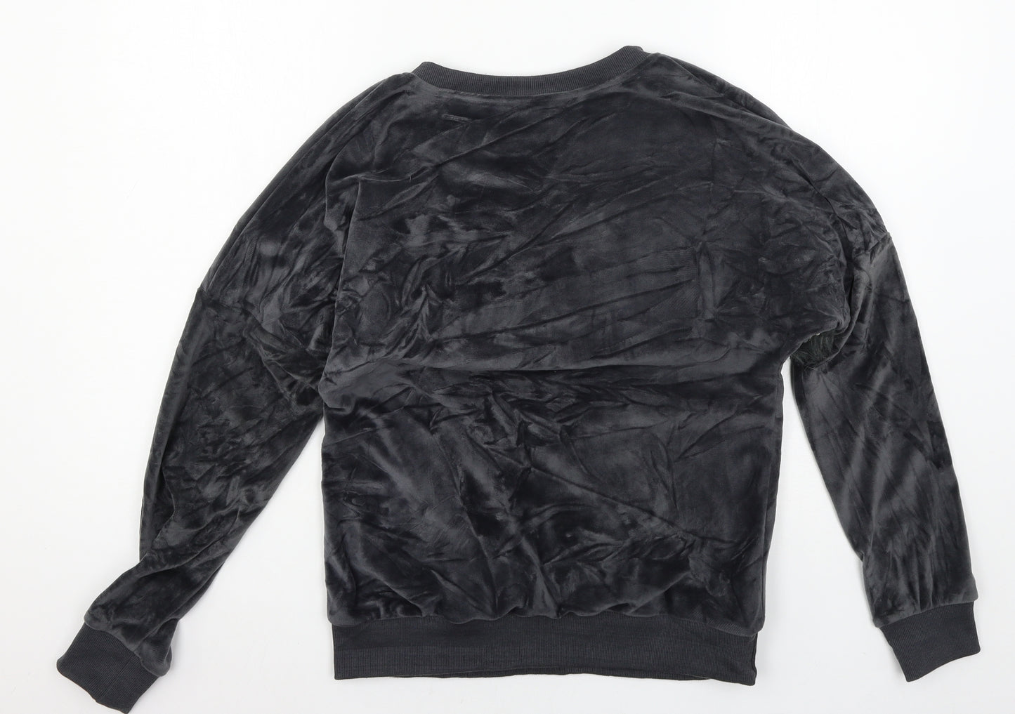 Emma & Ashley Womens Grey  Velour Pullover Sweatshirt Size L  - Faux Fur
