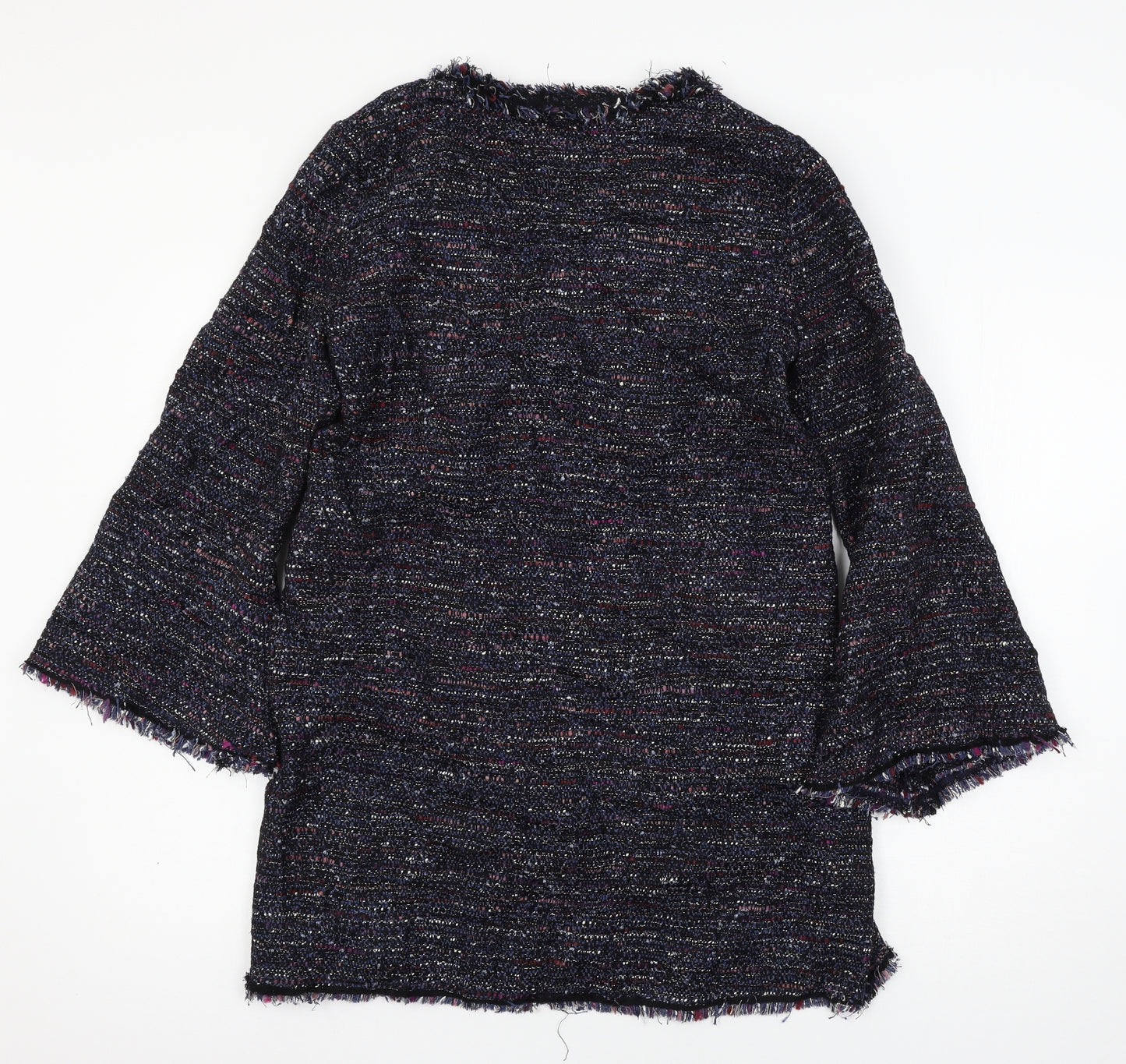 Zara Womens Blue Striped Knit Basic T-Shirt Size L
