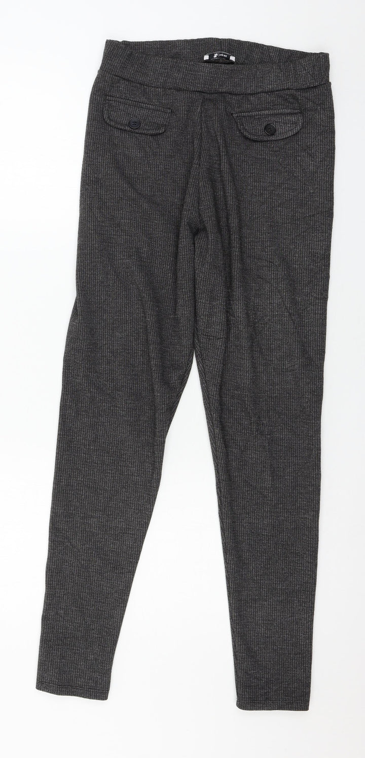 TU Womens Grey Striped Jersey Trousers Size 10 L28 in