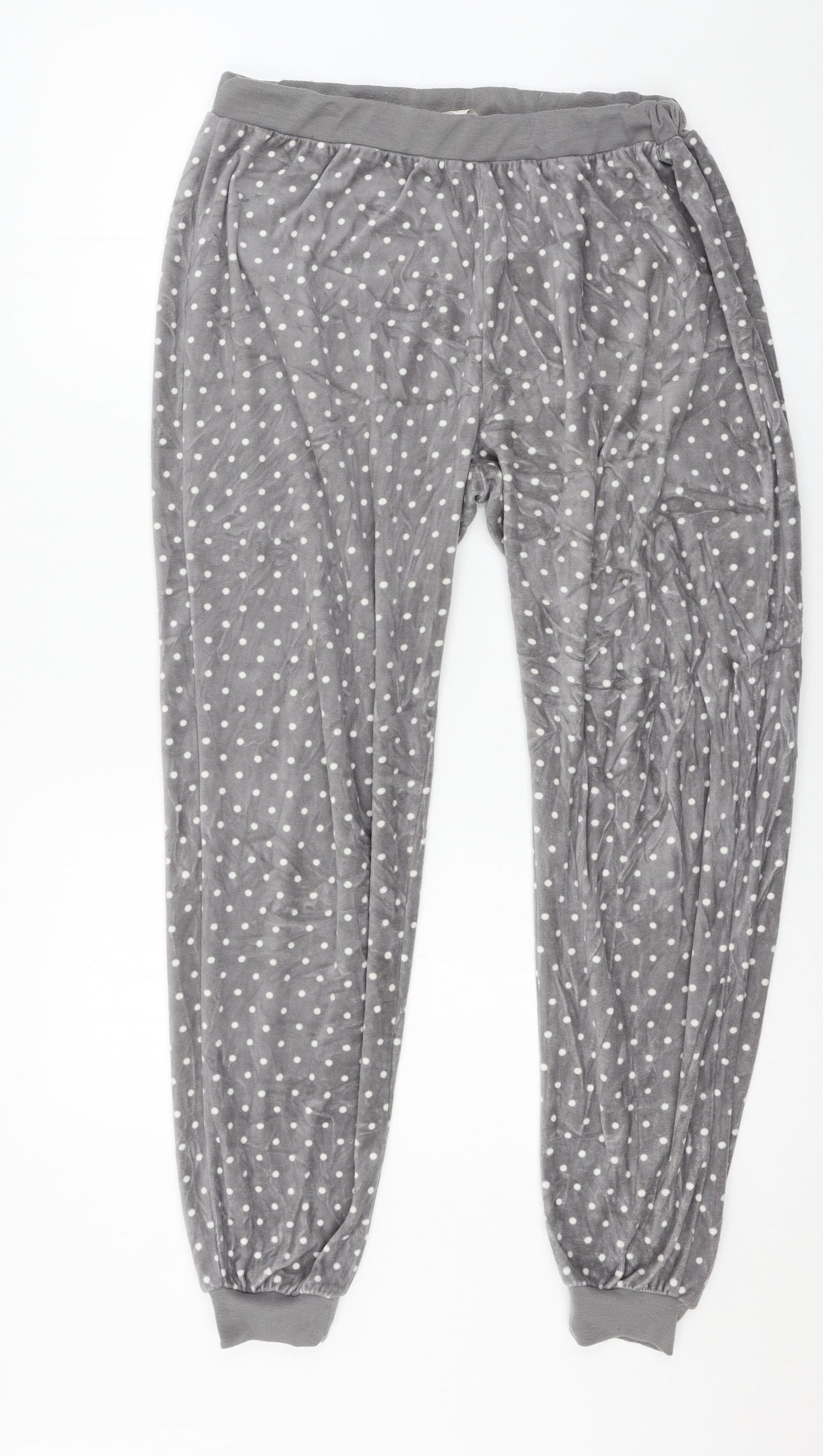 Peacocks Womens Grey Polka Dot Velour Capri Pyjama Pants Size 10