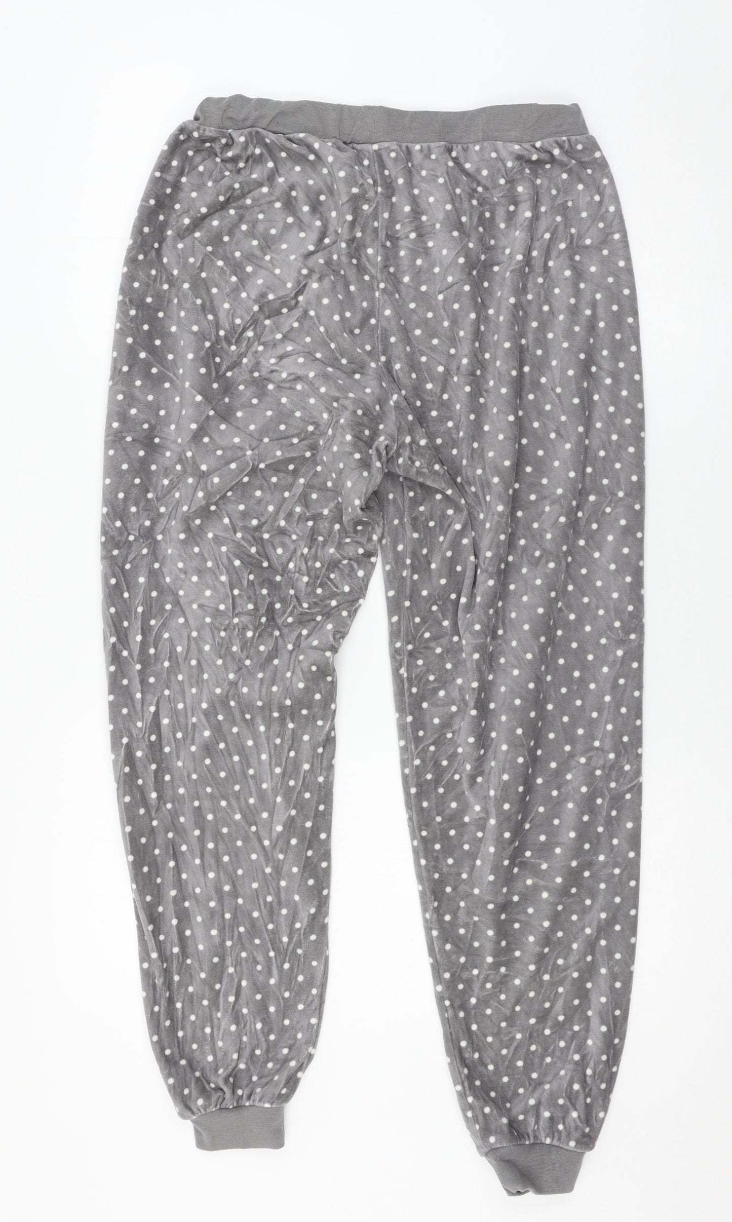 Peacocks Womens Grey Polka Dot Velour Capri Pyjama Pants Size 10