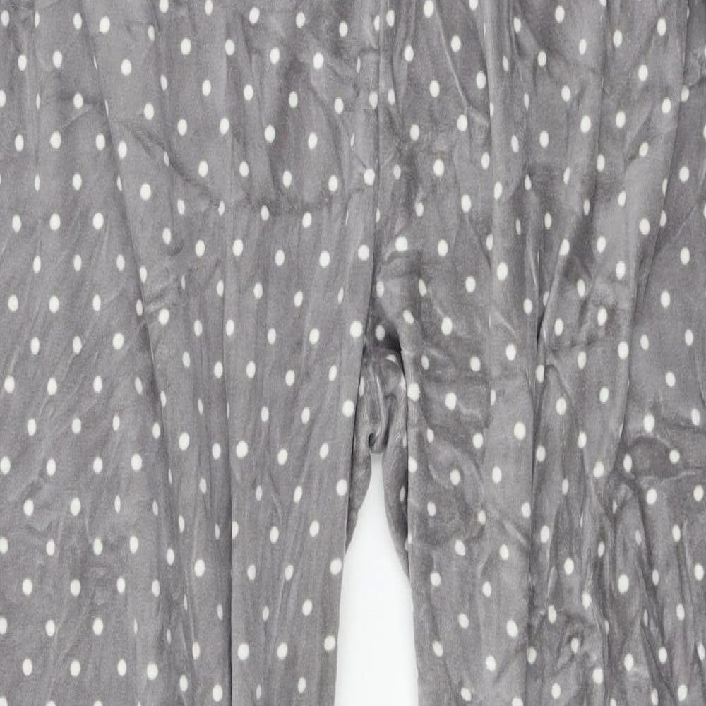 Peacocks Womens Grey Polka Dot Velour Capri Pyjama Pants Size 10