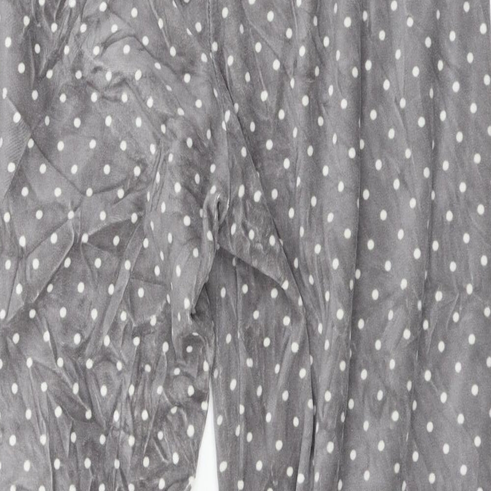 Peacocks Womens Grey Polka Dot Velour Capri Pyjama Pants Size 10