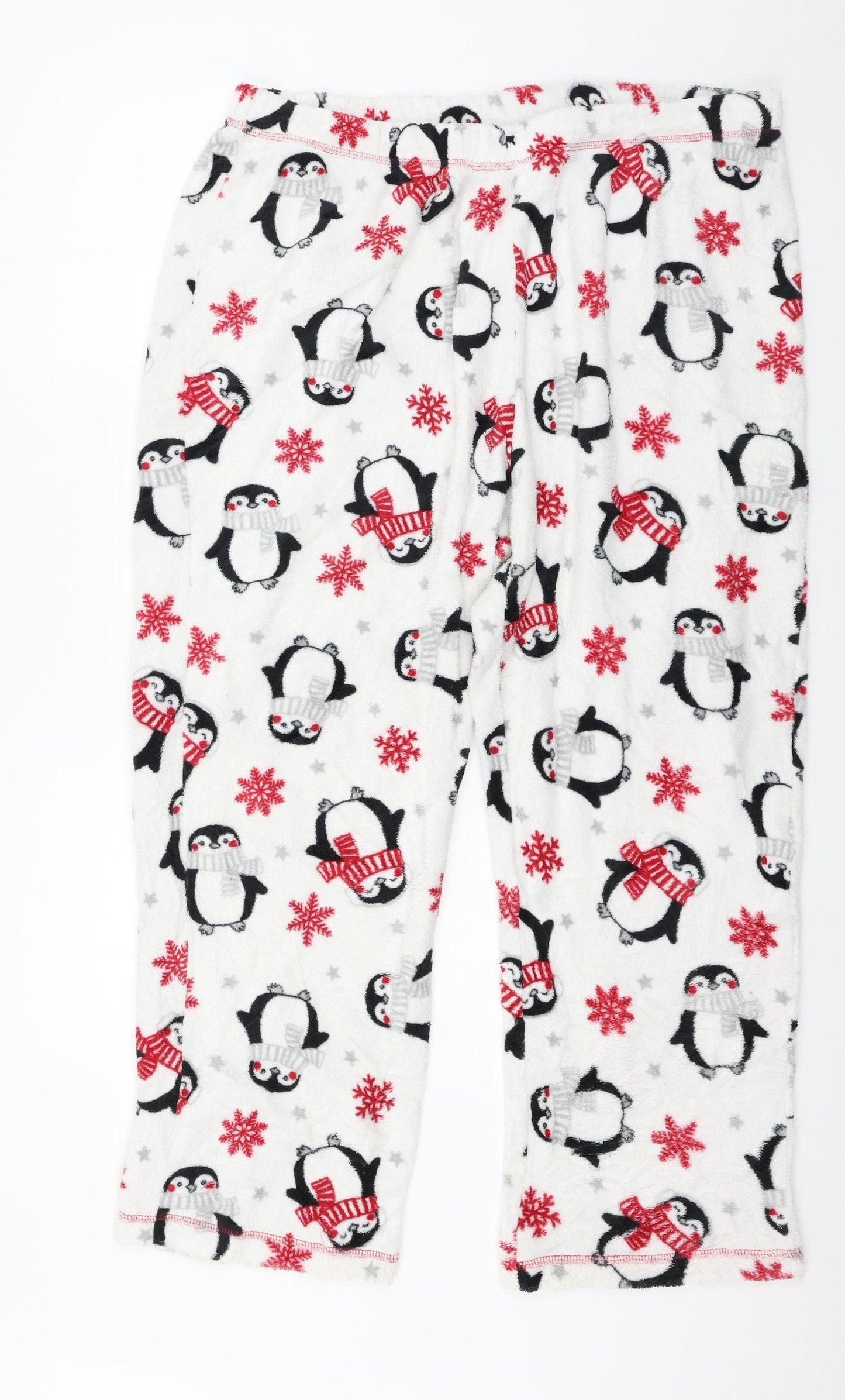 Preworn Womens White Geometric Microfibre Capri Pyjama Pants Size 20  - Penguin