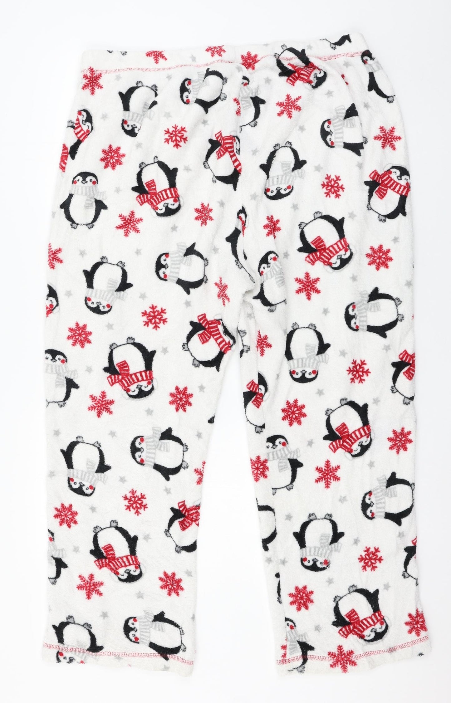 Preworn Womens White Geometric Microfibre Capri Pyjama Pants Size 20  - Penguin