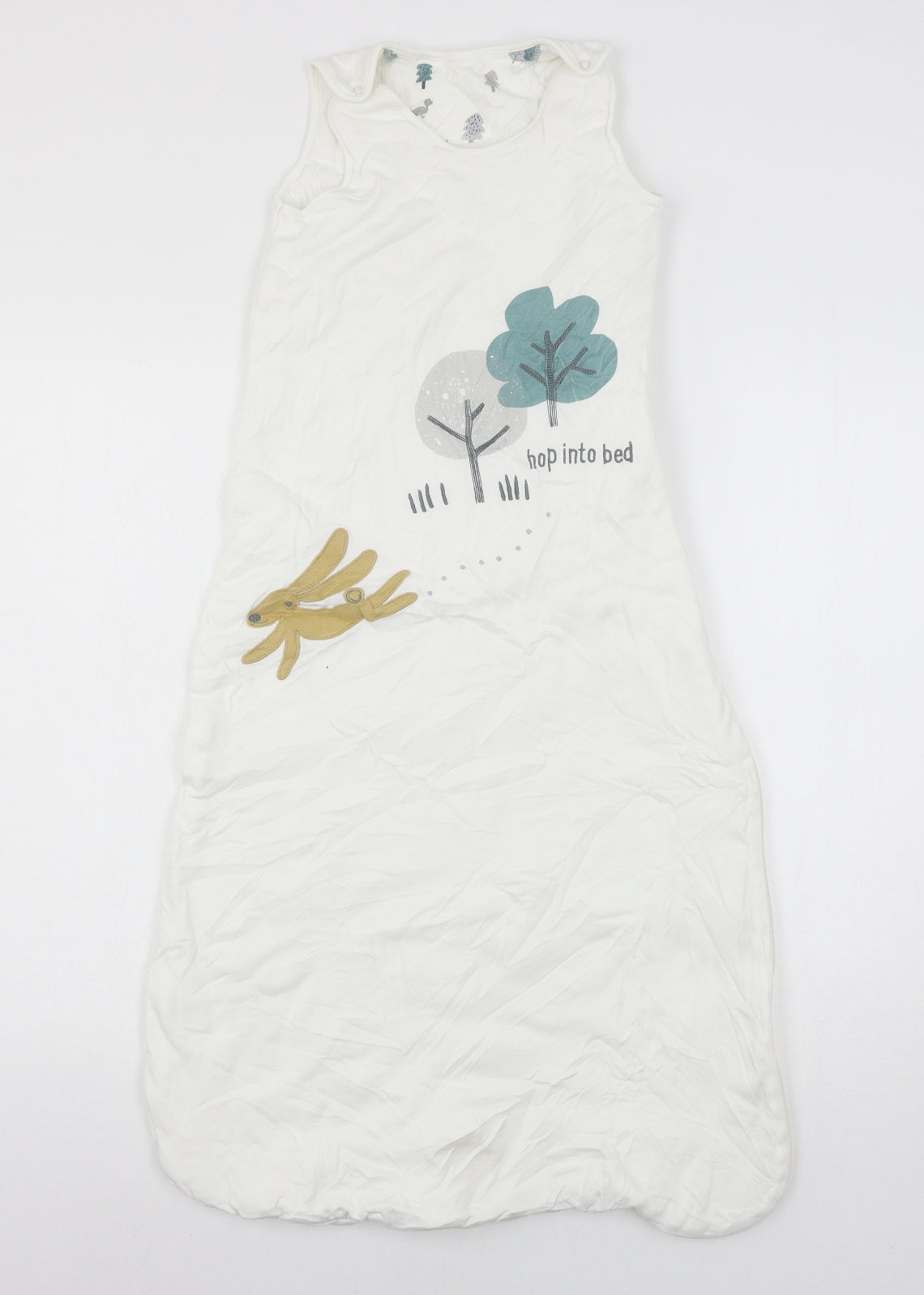 Marks and Spencer Baby White Geometric Jersey Babydoll One Piece Size 18-24 Months  - Hop into bed