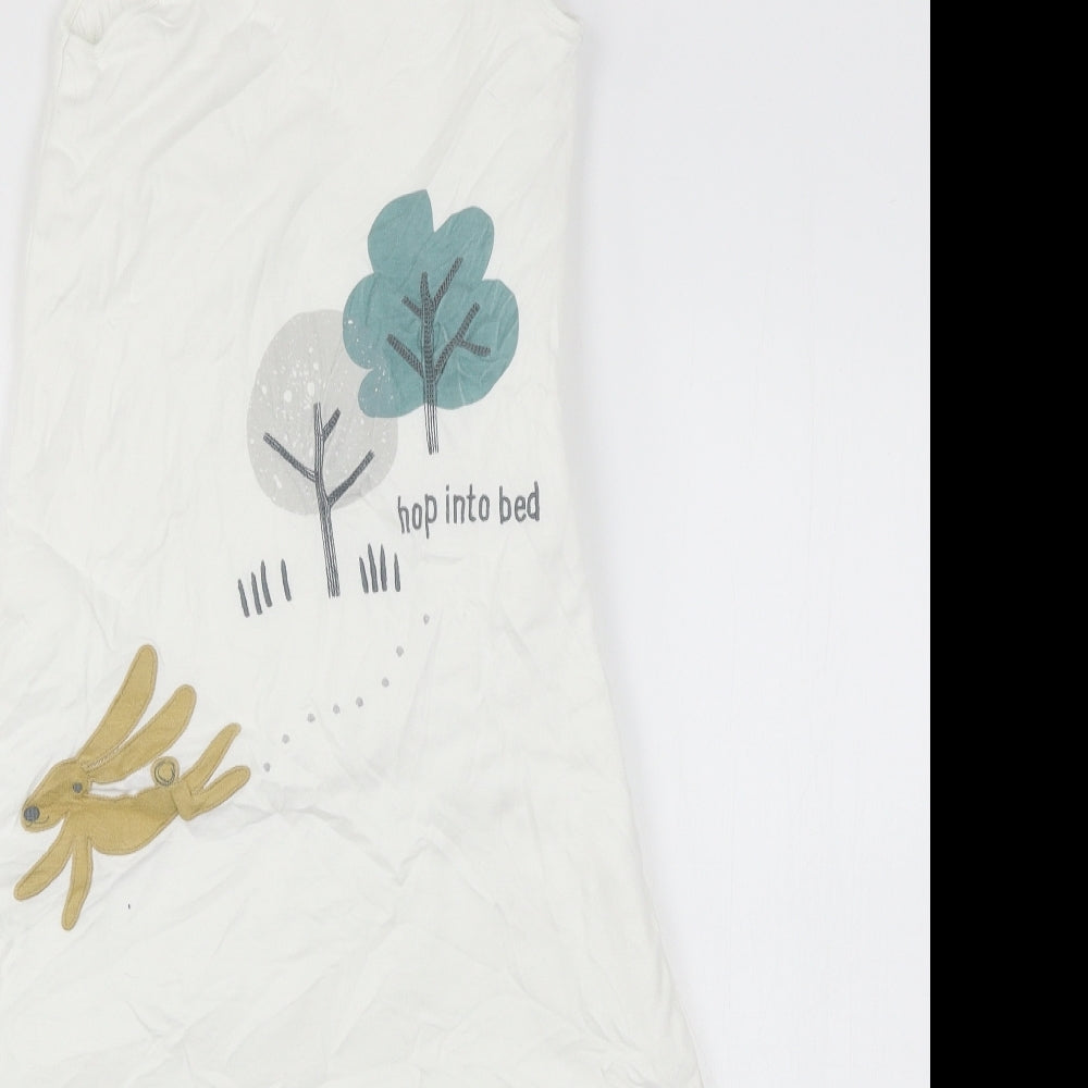 Marks and Spencer Baby White Geometric Jersey Babydoll One Piece Size 18-24 Months  - Hop into bed