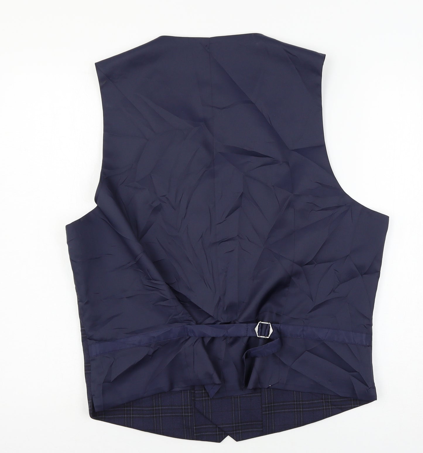 Marks and Spencer Mens Blue Plaid  Jacket Waistcoat Size L