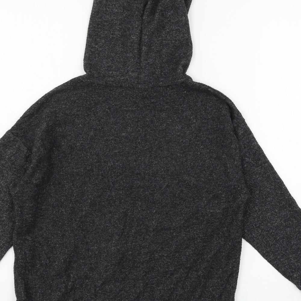 Zara Girls Grey  Jersey Pullover Hoodie Size 9 Years
