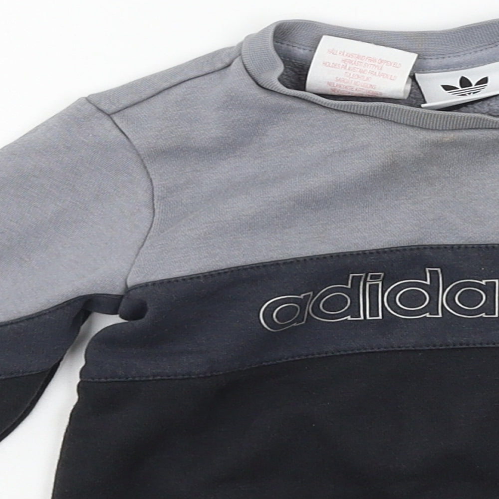 adidas Boys Grey  Jersey Pullover Jumper Size 18-24 Months