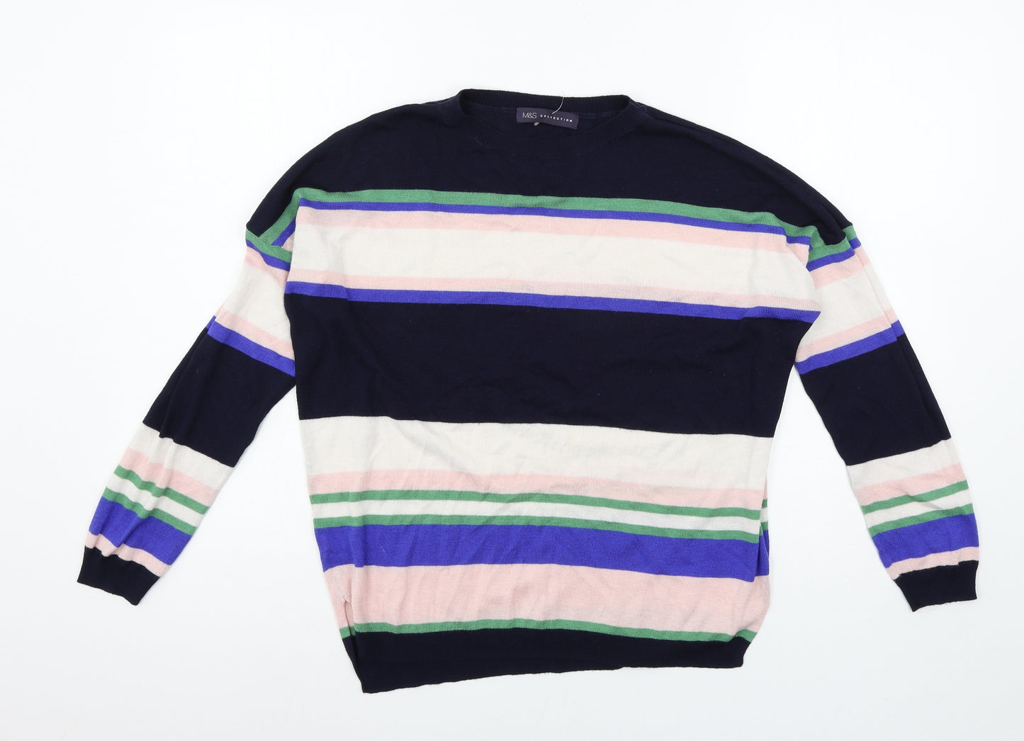 Marks and Spencer Womens Blue Striped Knit Pullover Jumper Size M