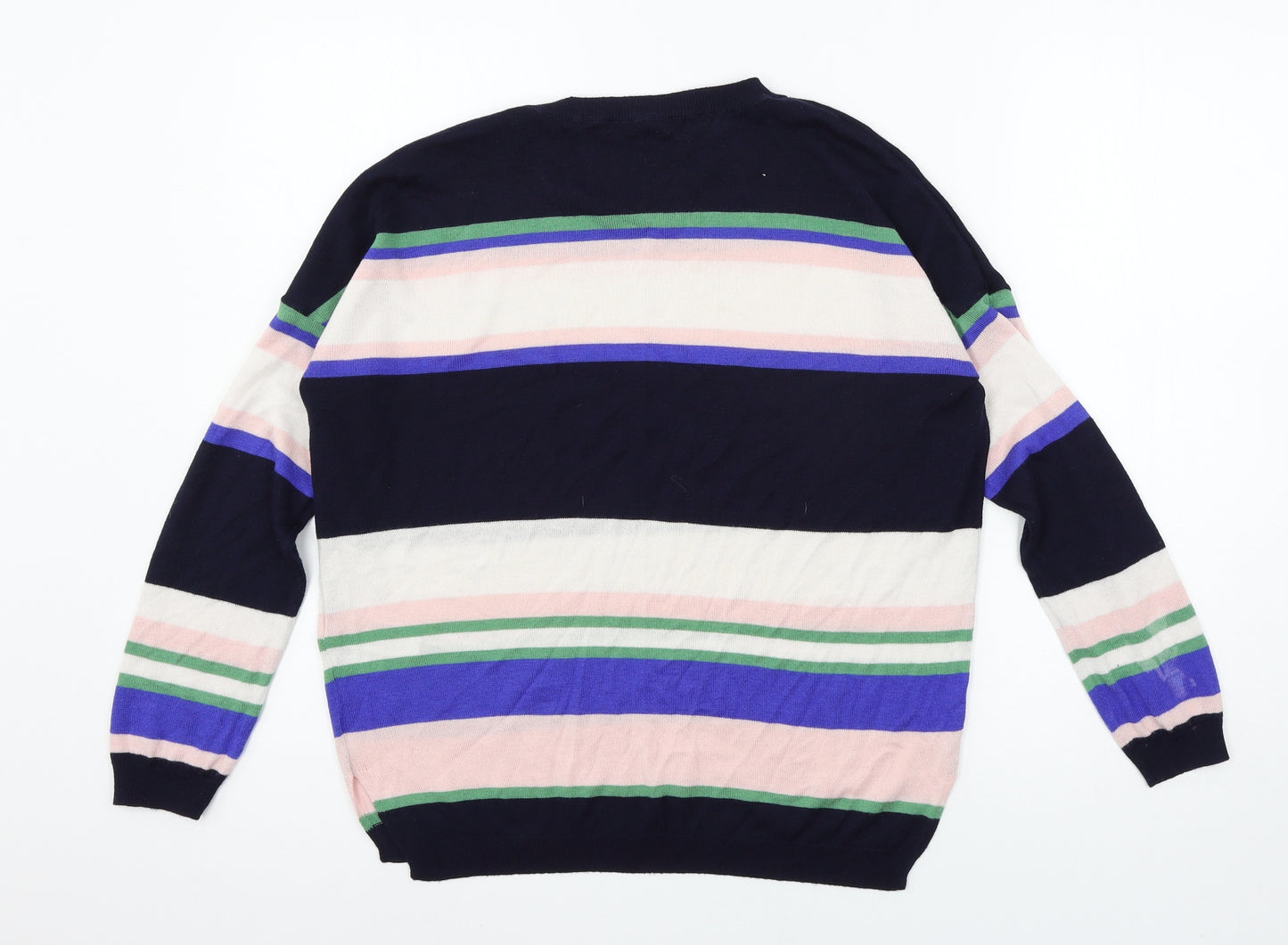 Marks and Spencer Womens Blue Striped Knit Pullover Jumper Size M