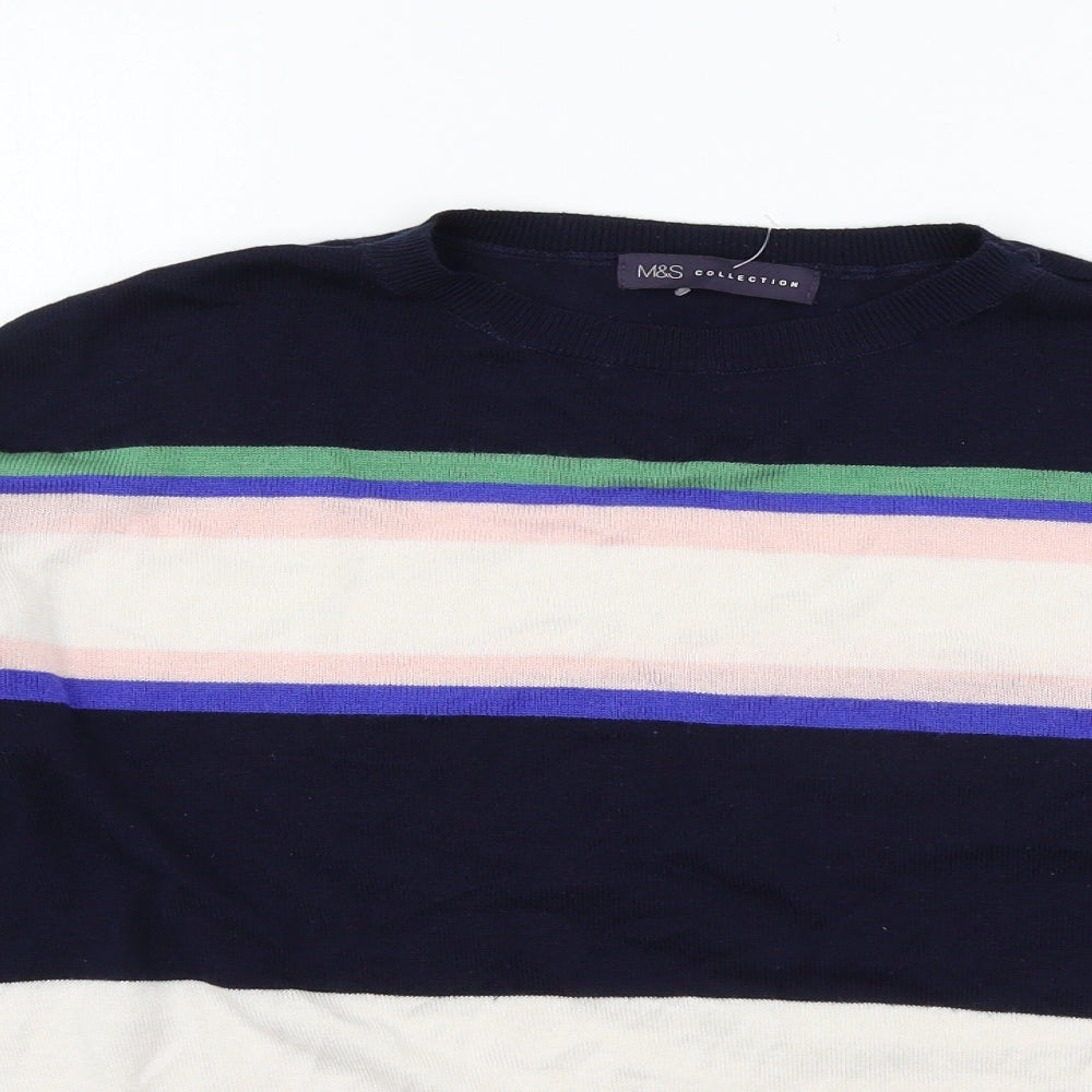 Marks and Spencer Womens Blue Striped Knit Pullover Jumper Size M