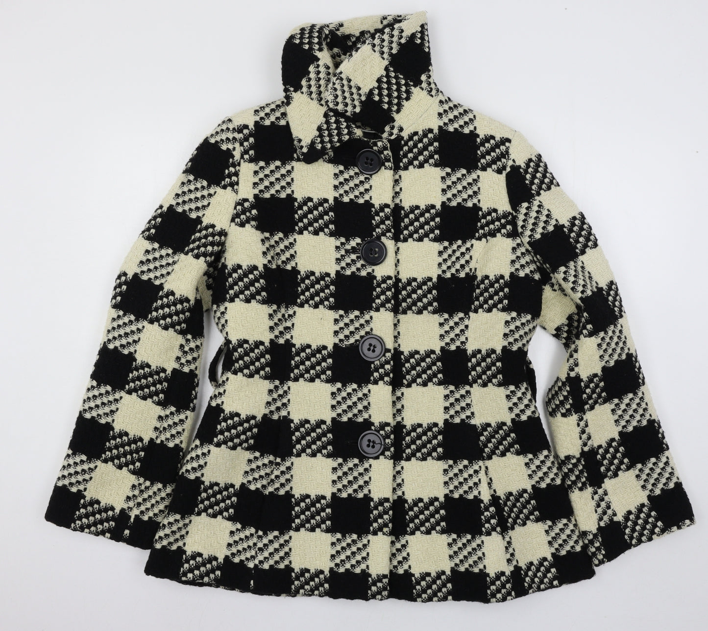 Marks and Spencer Womens Multicoloured Check  Pea Coat Coat Size 14