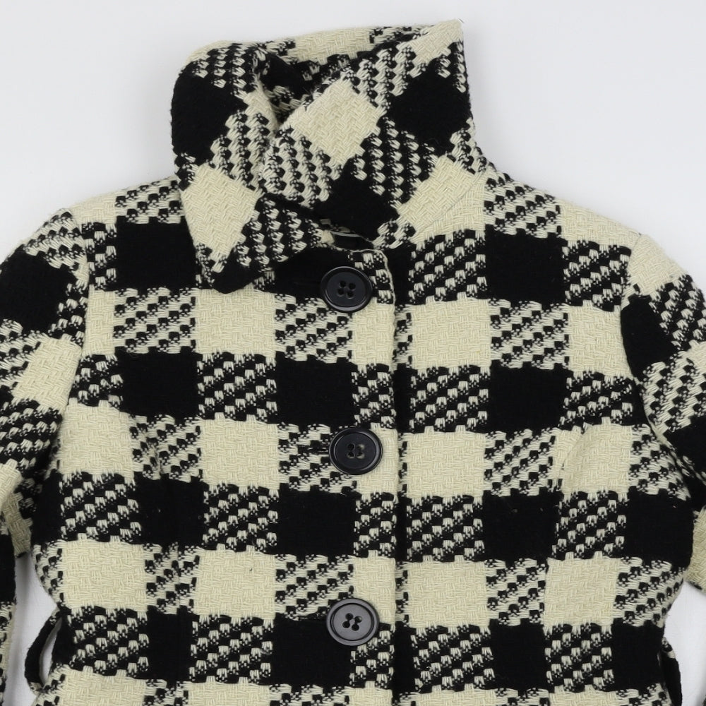 Marks and Spencer Womens Multicoloured Check  Pea Coat Coat Size 14