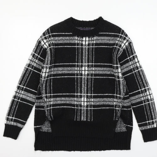 Marks and Spencer Womens Blue Check Knit Pullover Jumper Size S