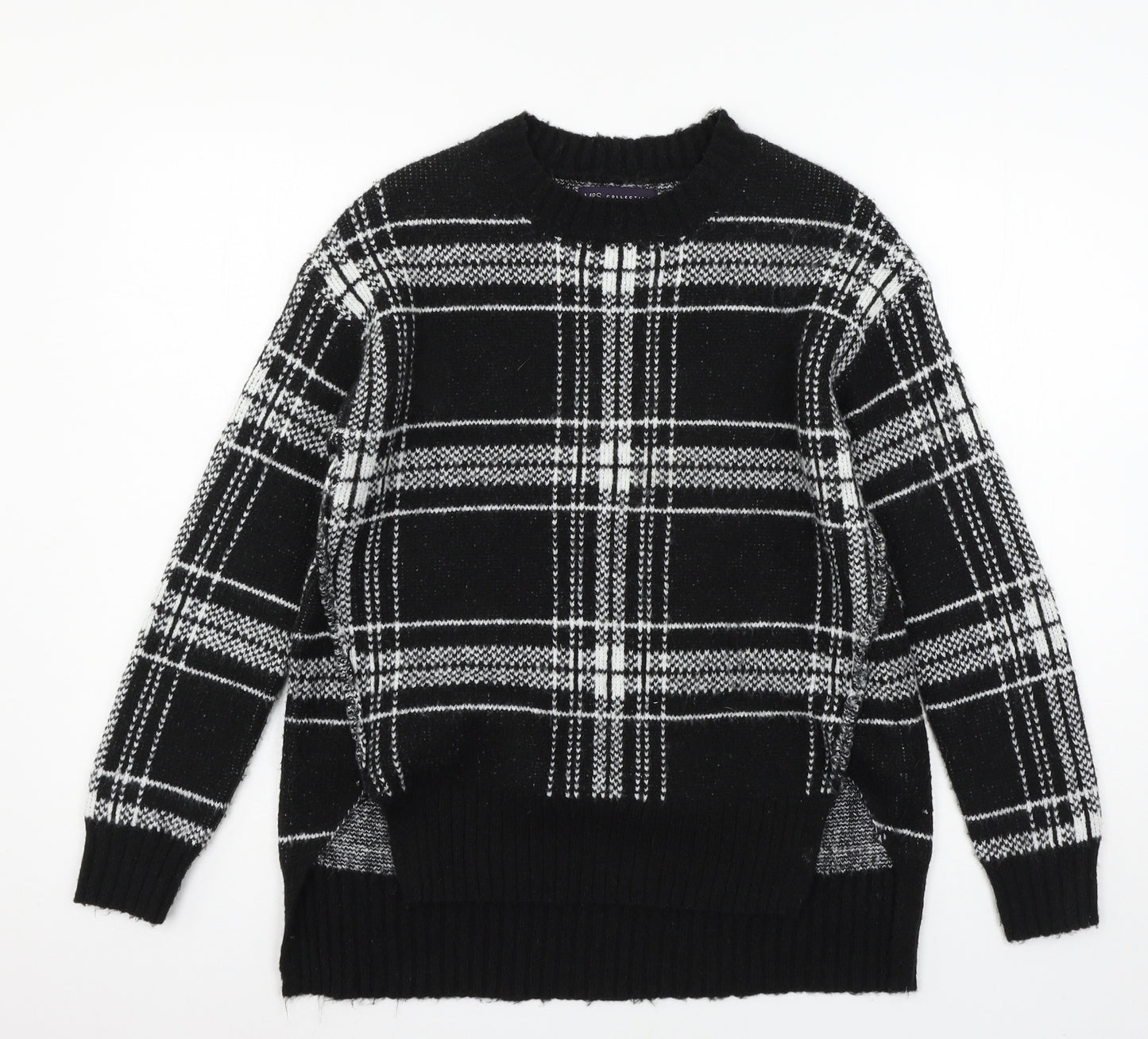 Marks and Spencer Womens Blue Check Knit Pullover Jumper Size S