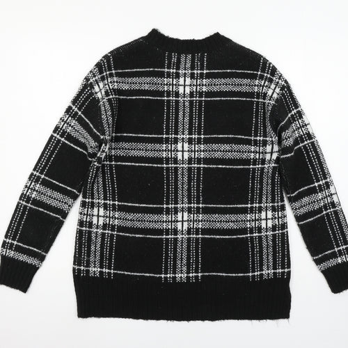 Marks and Spencer Womens Blue Check Knit Pullover Jumper Size S