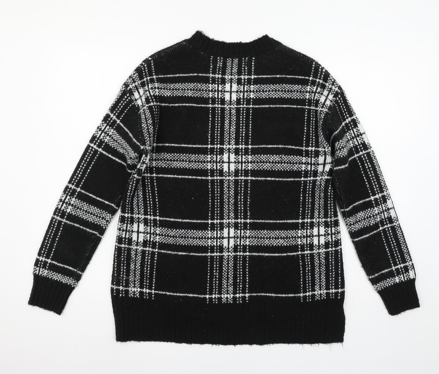 Marks and Spencer Womens Blue Check Knit Pullover Jumper Size S