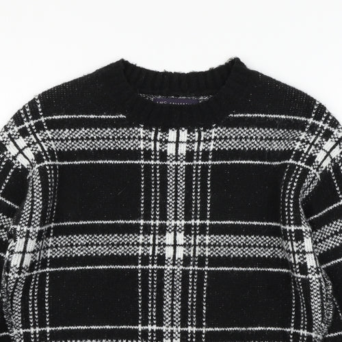 Marks and Spencer Womens Blue Check Knit Pullover Jumper Size S