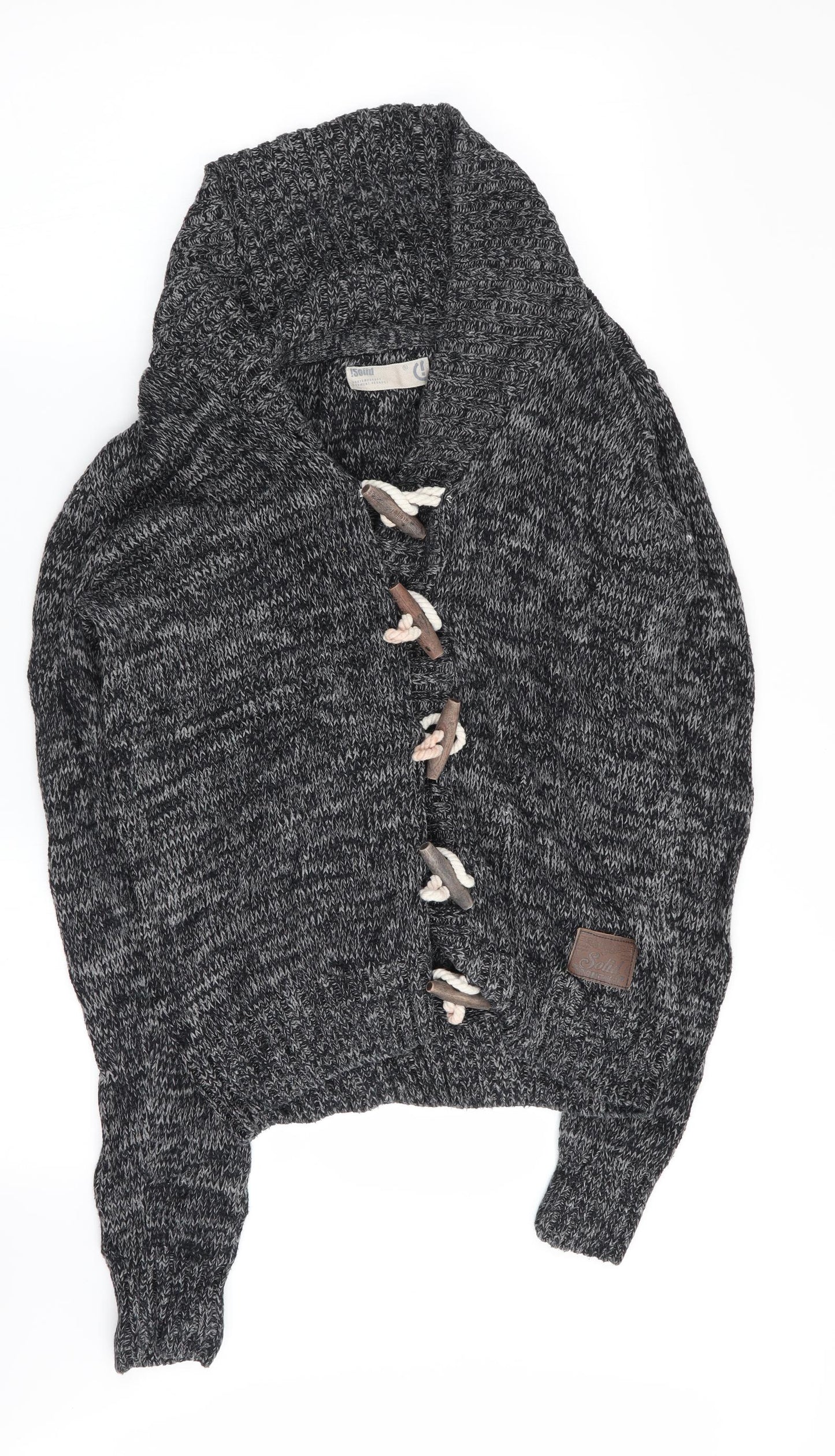 solid Mens Grey   Cardigan Jumper Size M