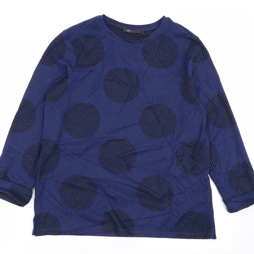 M&S Womens Blue Polka Dot  Basic T-Shirt Size 12