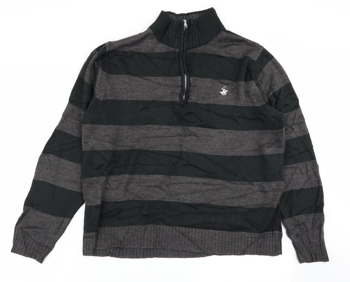 Beverly Hills Polo Club Mens Multicoloured Striped  Pullover Jumper Size M