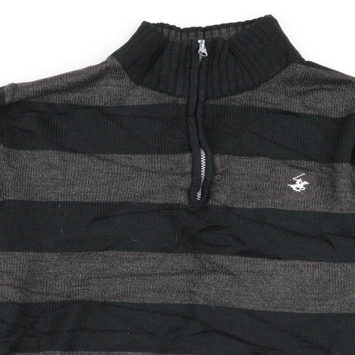Beverly Hills Polo Club Mens Multicoloured Striped  Pullover Jumper Size M