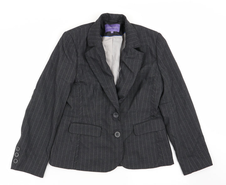 Autonomy Womens Grey Striped  Jacket Blazer Size 10