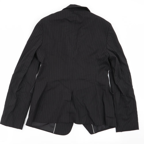 Preworn Womens Black Striped  Jacket Blazer Size 12
