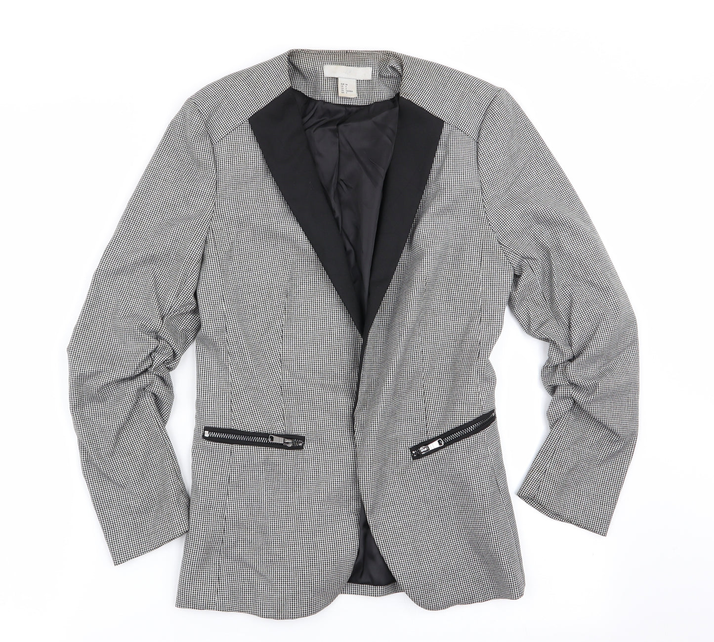 H&M Womens Multicoloured Houndstooth  Jacket Blazer Size 6