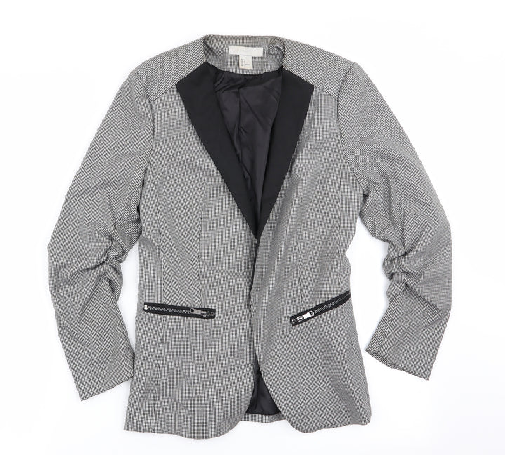 H&M Womens Multicoloured Houndstooth  Jacket Blazer Size 6