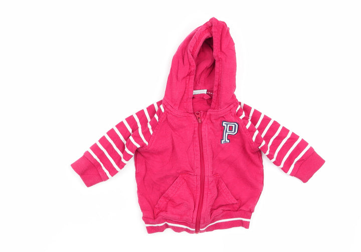 Polarn O. Pyret Boys Red Striped Full Zip Jumper Size 0-3 Months